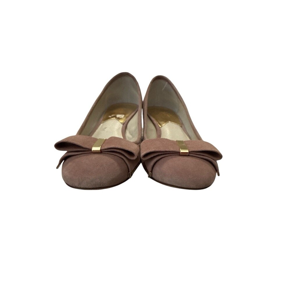 Michael Kors Kiera Flex Suede Bow Pumps Dusty Rose Blush Block Heel 10M - Picture 5 of 10